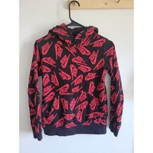 Youth Boys Medium Nike Hoodie All Over Print Blk/red